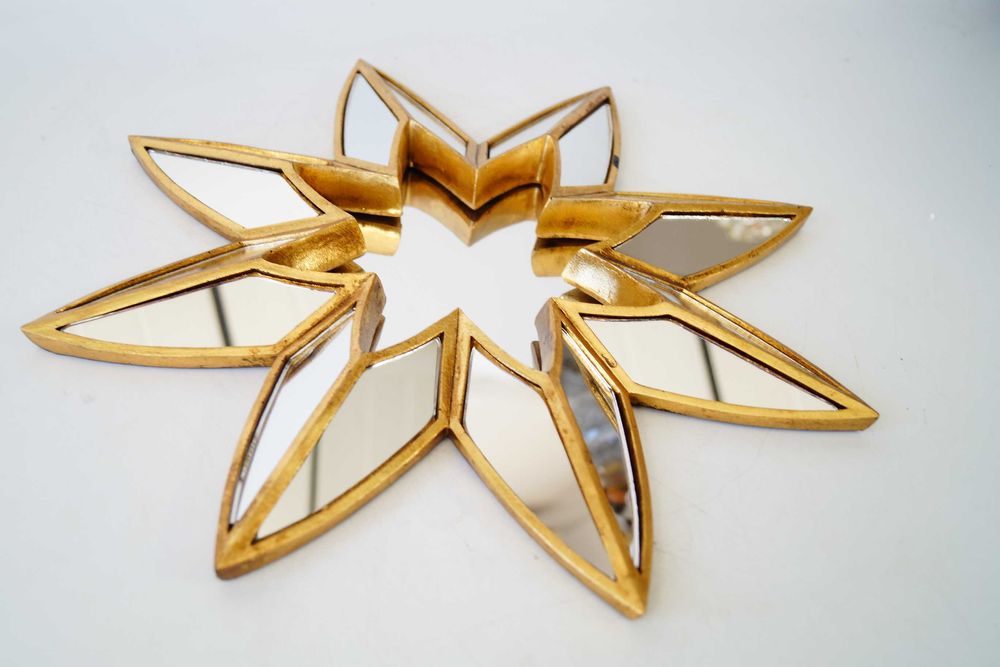 Dekoracyjne lustro dekor na ścianę złoty SŁOŃCE glamour