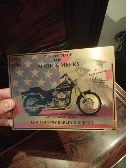 Placa latão Harley Davidson