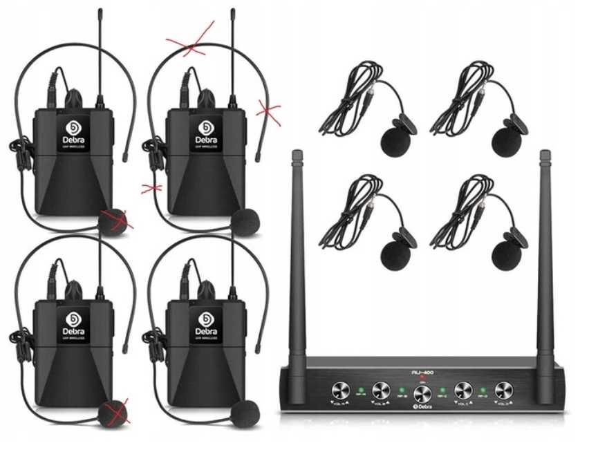 Debra Audio Pro UHF 4-kanałowy zestaw mikrofonów bezprzewodowych