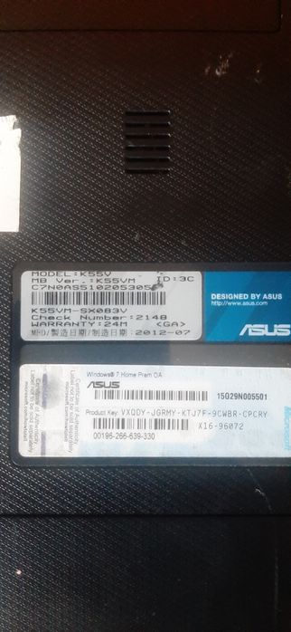 Portátil asus k55vm