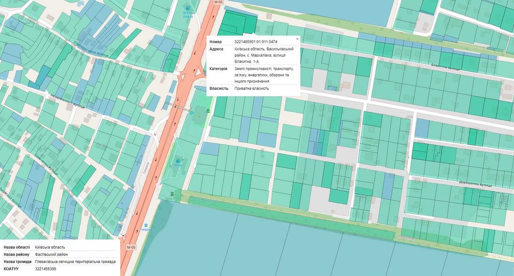 Комерційна земельна ділянка 1лінія автобану Київ-Одеса, 12км КП Київ.