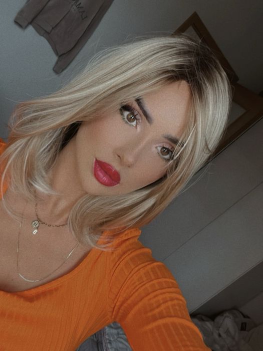 Blond brąz peruka krótkie włosy nowa do użytku codziennego grzywka