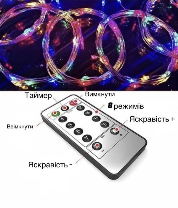 Гирлянда-штора 3x3 м, кольорова, 300 діодів (LED) Гірлянда-штора