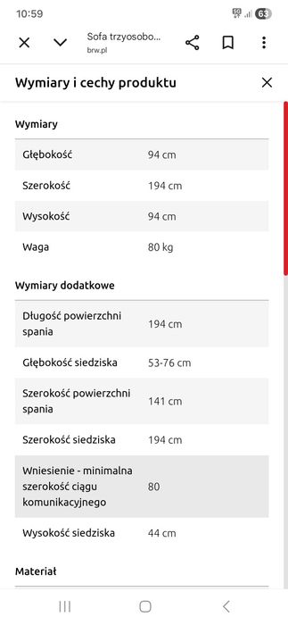 Sofa trzyosobowa