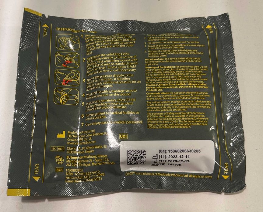 Opatrunek hemostatyczny Celox Gauze Z-Fold