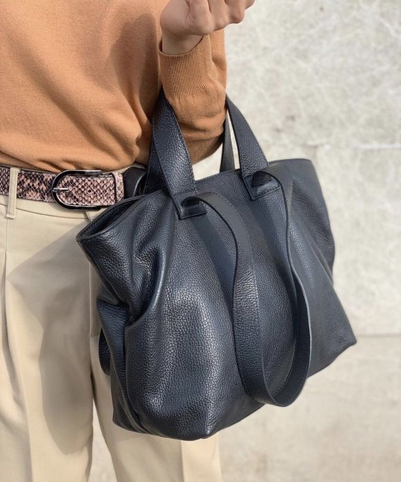 Кожаная женская сумка черная большая  Италия  шопер Киев