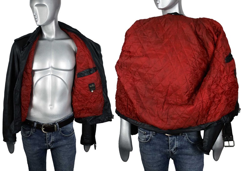 Винтажная итальянская мужская кожаная куртка косуха 70-х, мотокуртка