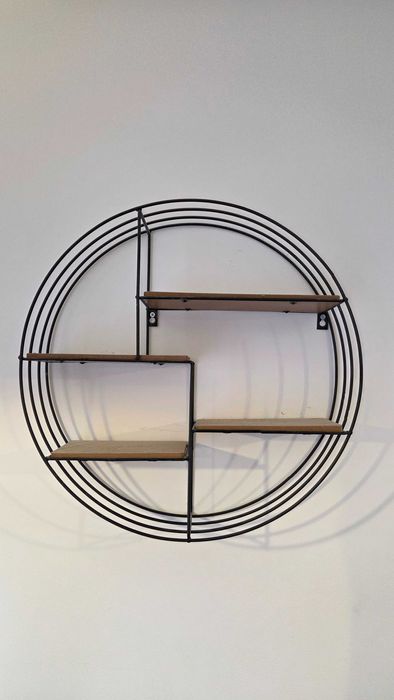 ACTONA półka DARKENBERG czarna - MDF, metal okrągła półka ścienna