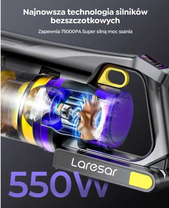 Laresar X11 odkurzacz, 550 W/75k Pa, alternatywa Dyson Gratis Dostawa