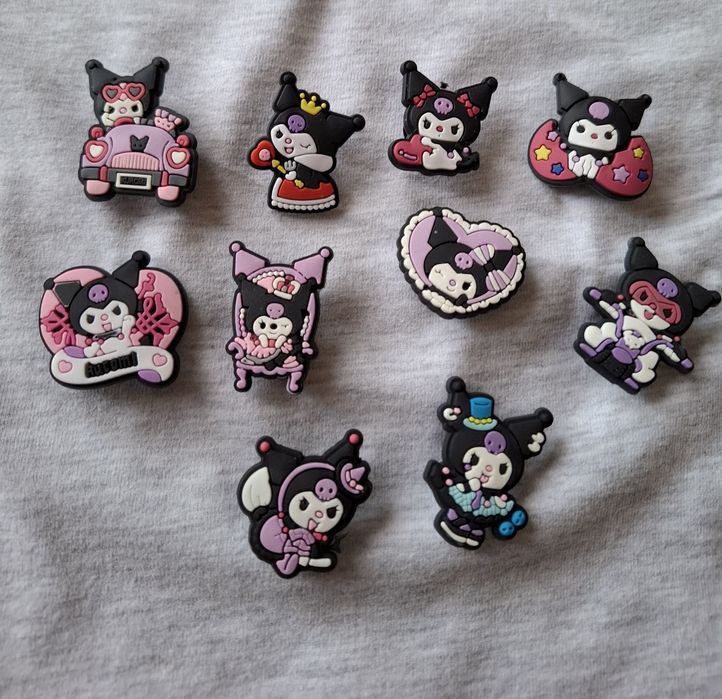 Przypinki Wpinki do croksów Kuromi Sanrio Nowe 10 sztuk