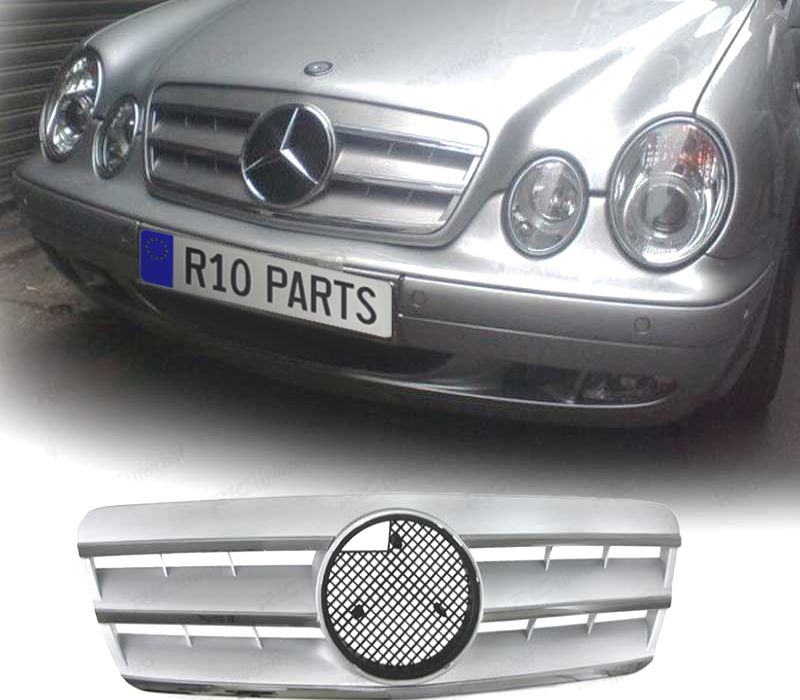 GRELHA FRONTAL MERCEDES CLK W208 COUPE + CABRIO 96-02 CROMADA