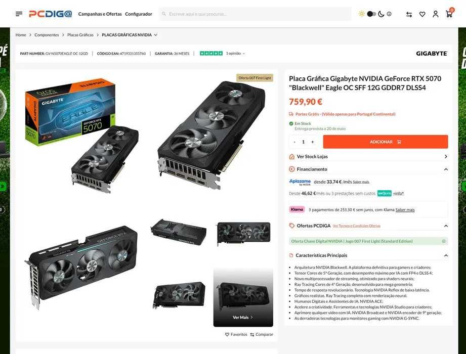 RTX 5070 12GB OC gigabyte eagle nova