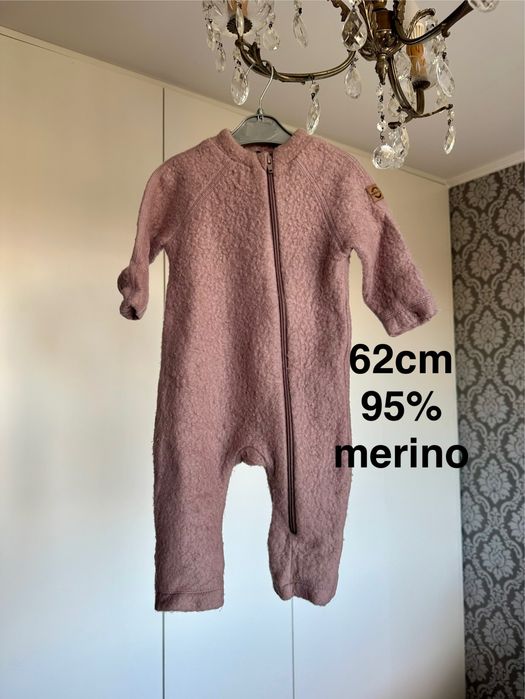 Wełniany kombinezon merino puchacz 56 62 68 cm Mikk Line