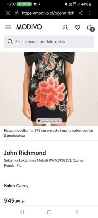 Stylowa sukienka John Richmond z kokardą - Oferta specjalna