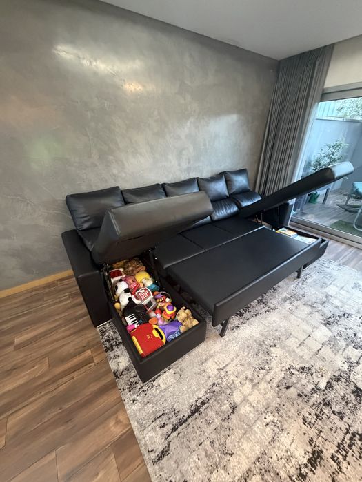 Sofá 3m em Napa | Sofá-Cama | 2 Chaise Longue | Com Arrumação