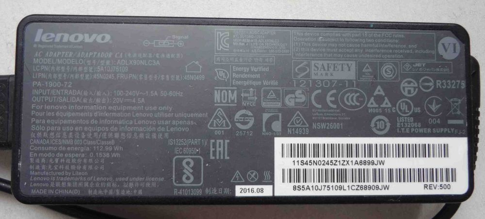 Блок питания для ноутбука Lenovo 20V 4.5A ADLX90NLC3A зарядка