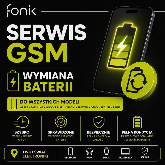 Wymiana baterii iPhone Kraków | Serwis Apple, Samsung, Xiaomi, Google Pixel | FONIK