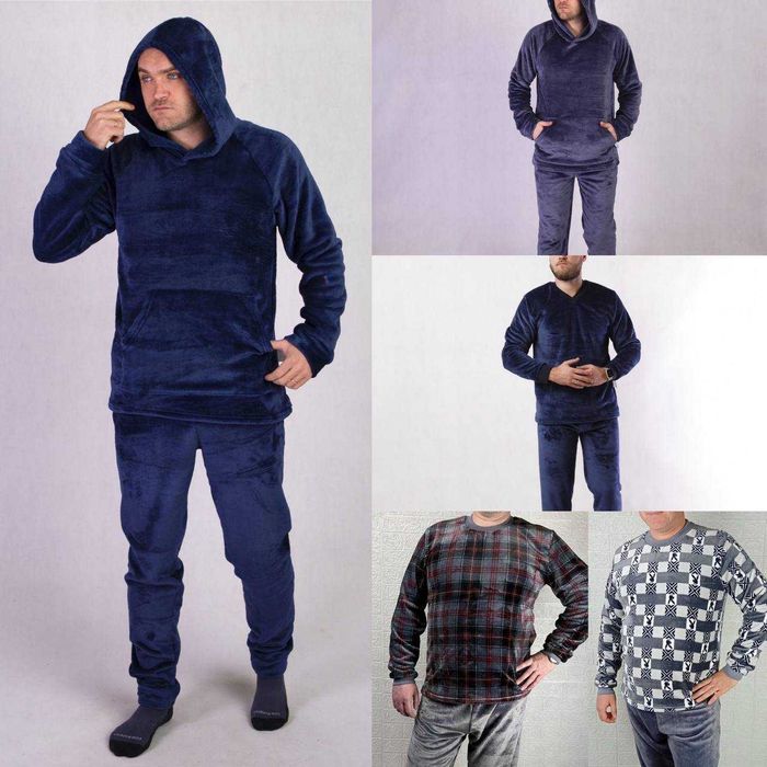 Чоловічий домашній махровий костюм піжама