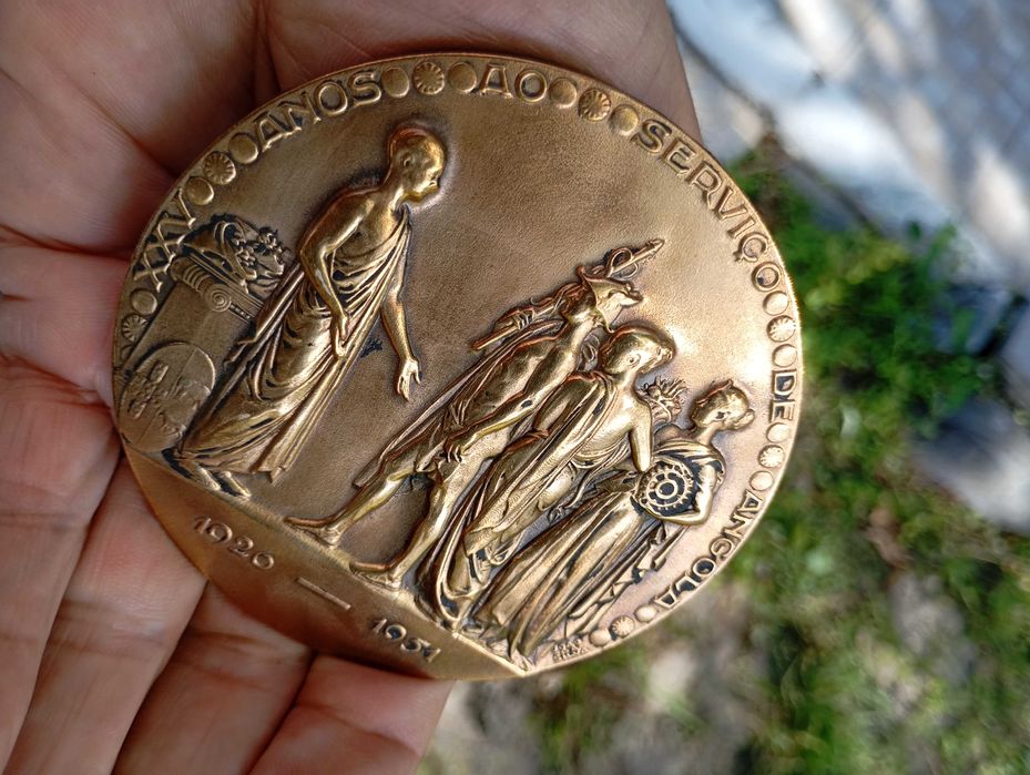 Raridade Medalha Colonial Portuguesa em Bronze Angola 1926–1951, 25º Aniversário do Banco de Angola