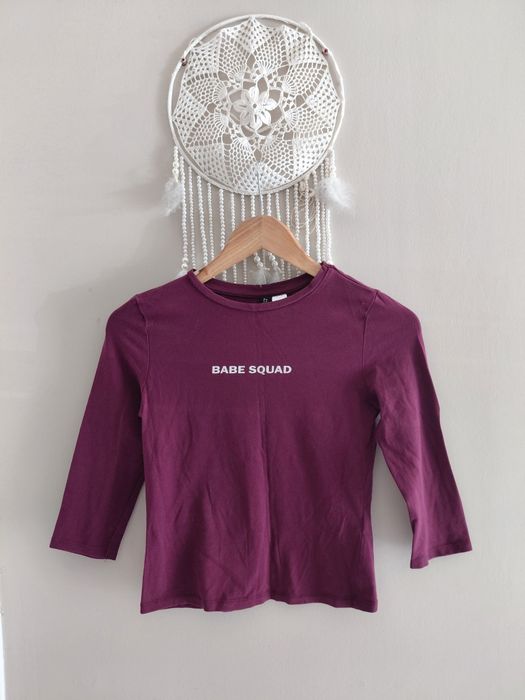 Bluzka H&M S, 36 rękaw 3/4 burgundowa fioletowa