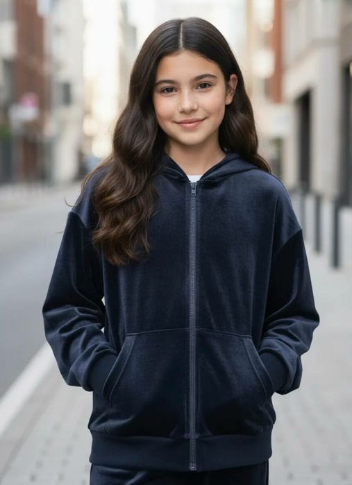 ‼️Дитячий ( підлітковий) велюровий костюм с довгою кофтою «City girl»