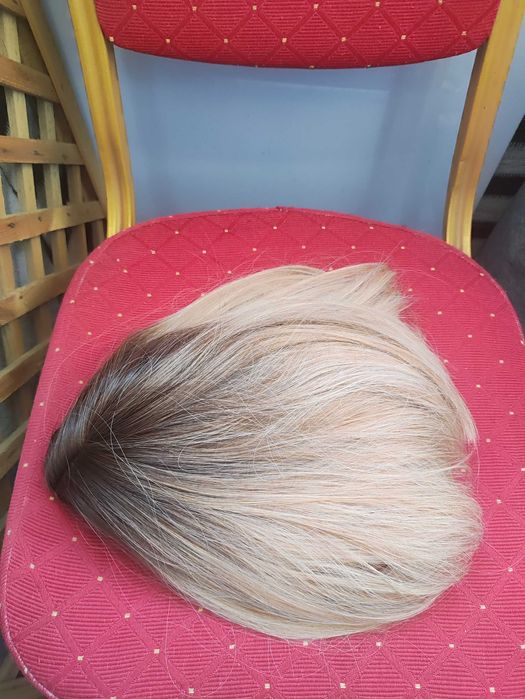 Peruka Ciemny blond pasemka 1 8 Damska dla Kobiet krótkie włosy