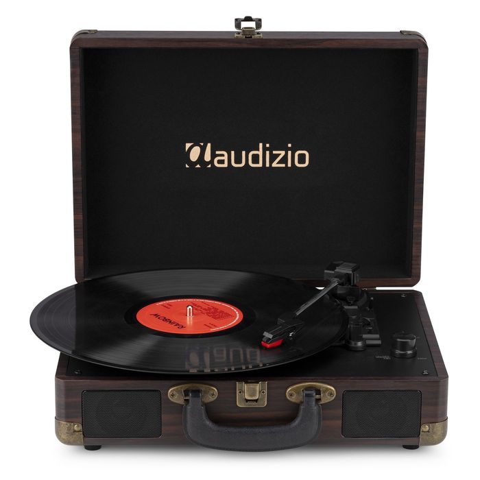 Gramofon Retro Bluetooth Głośniki AUX in Brązowy Gramofon w Walizce
