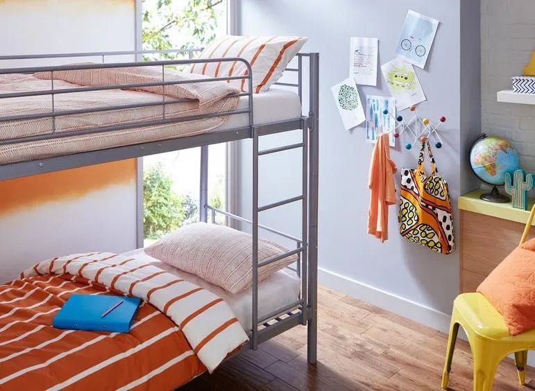 Łóżko piętrowe metalowe IKEA SVARTA szare