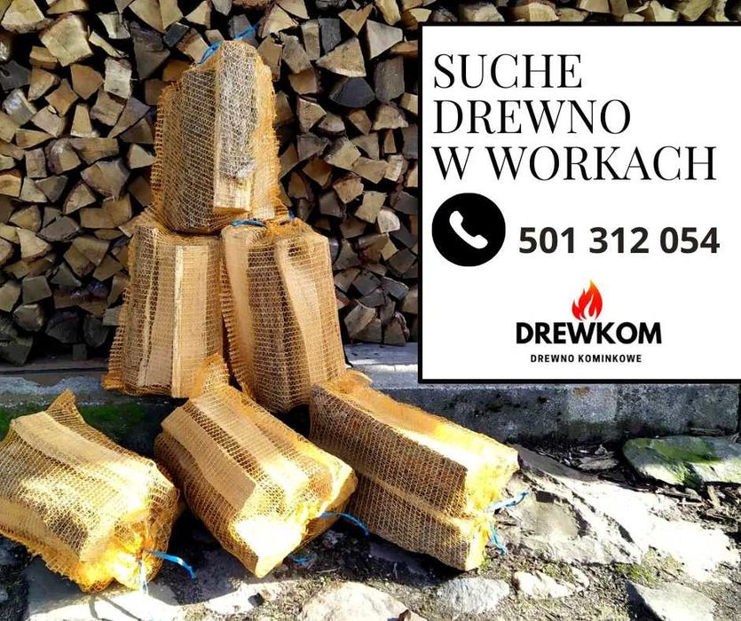 Drewkom Drewno Kominkowe Sezonowane w workach Buk Olcha do wędzenia