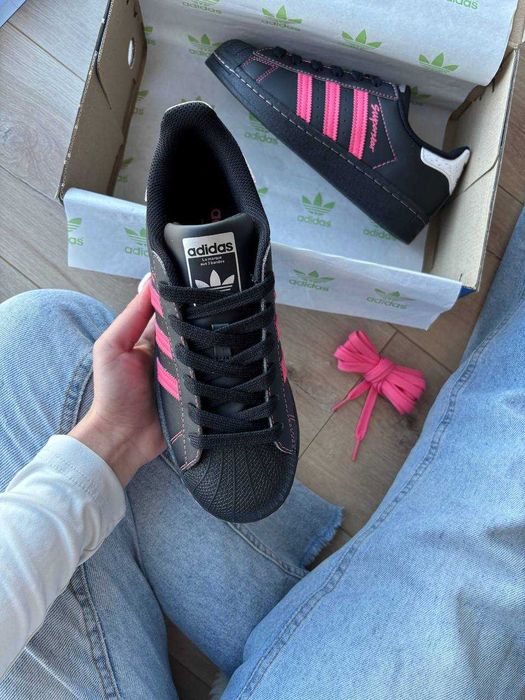 !!WOW!! Adidas Superstar Black Pink Thread | 36 37 38 39 40 41