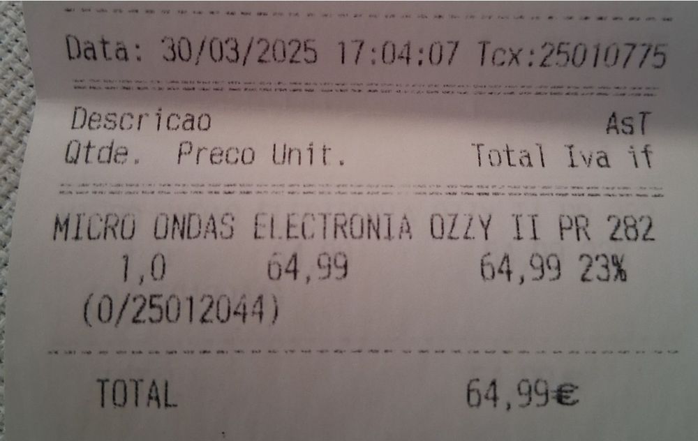 Micro-ondas ainda com garantia