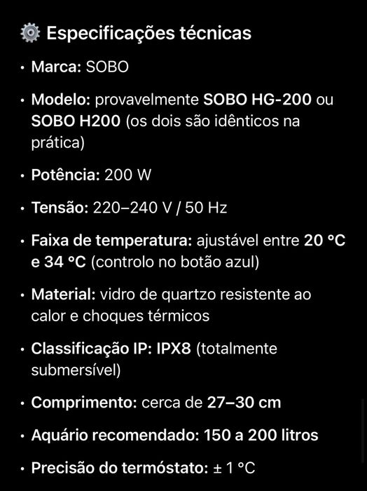 SOBO - Termostato de aquário