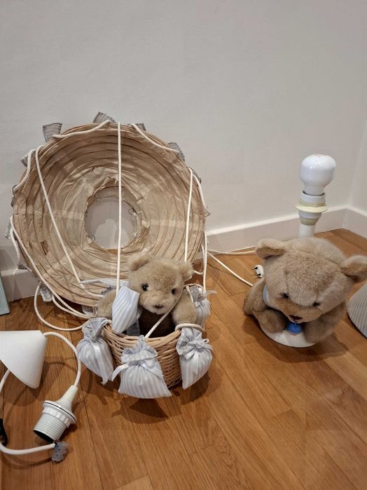 Bebé -Decoração quarto - Cadeira, candeeiros de apoio e teto, molduras