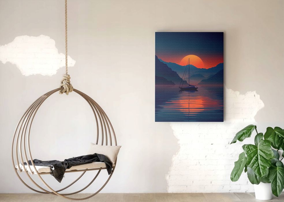 Obraz na płótnie "Zachód Słońca na Morzu" 90x120 cm