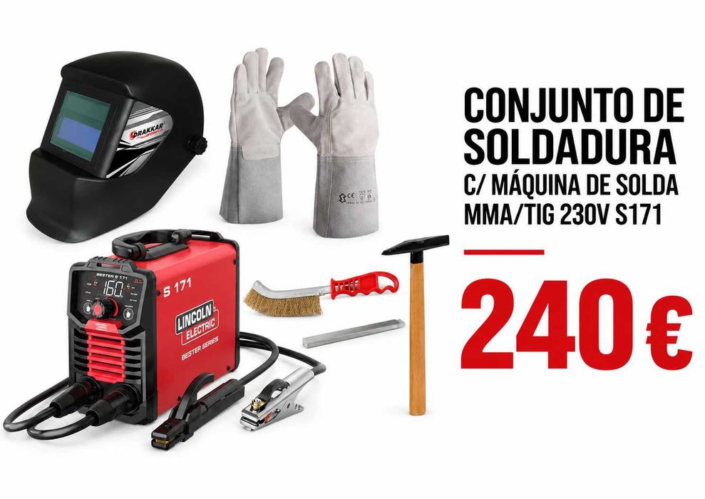 CONJUNTO DE SOLDADURA  C/ MÁQUINA DE SOLDA MMA/TIG 230V S171LL29
