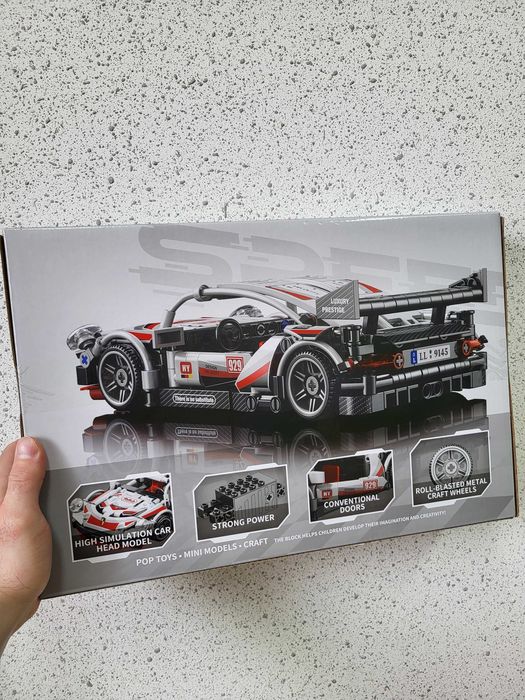 Конструктор Лего порш білий машинка автомобіль 372 деталей Технік 1:20 Porsche Technic для дітей, інерційна, гумові колеса