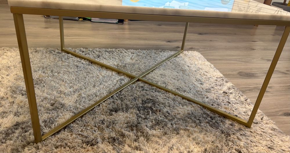 Stolik kawowy 80 cm szkło hartowane marmur