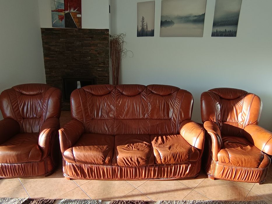 Conjunto de Sofás em pele