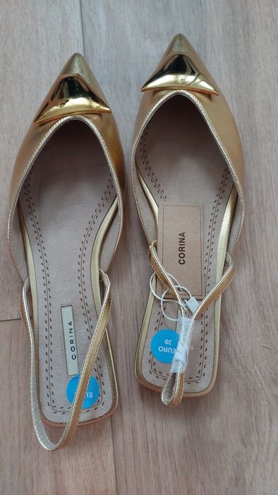 Buty płaskie złote