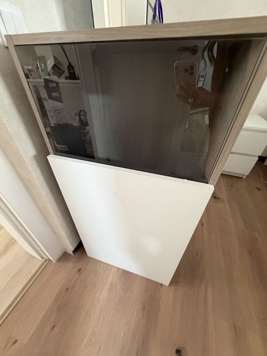 Conjunto de moveis para sala branco e taupe