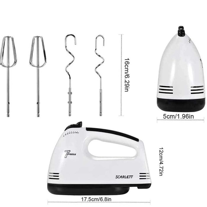 Mikser Ręczny Elektryczny Ciasta Kremy 7 Biegów Trzepaczka Mocny 260W