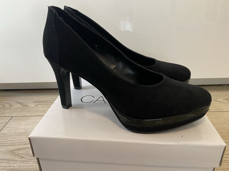 Buty na obcasie stabilna grubsza szpilka 10cm i platforma-3cm