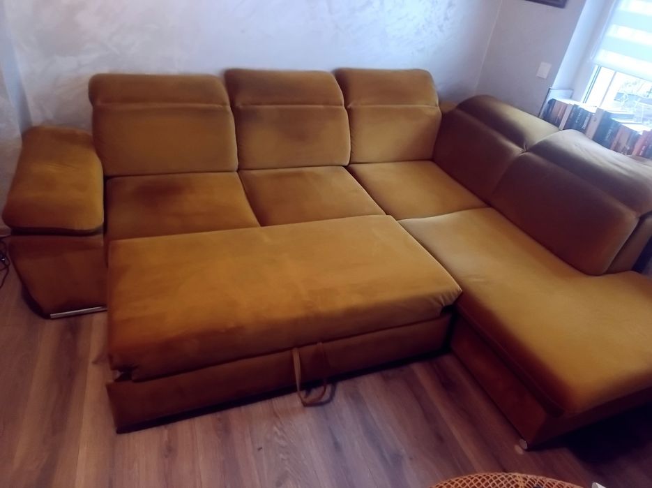 Duży narożnik kolor musztardowy