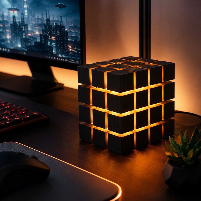 Luminária 3D CubeLamp Multicolor com Comando