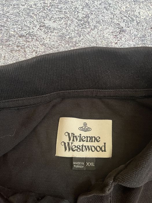 Черная премиальная футболка поло мужская оверсайз Vivienne Westwood