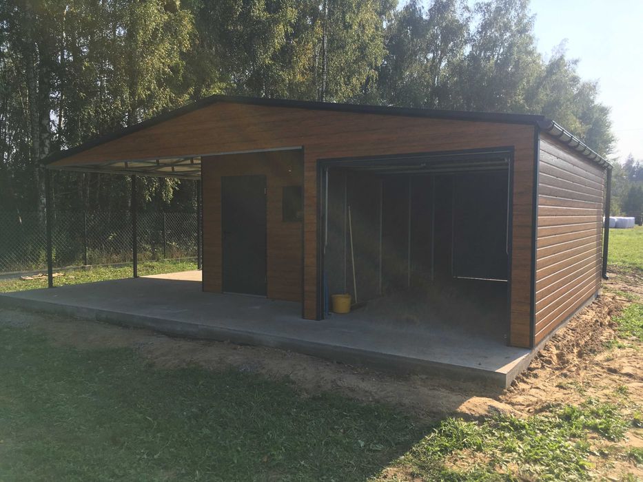 Garaż blaszany - 5m długi / 3m szeroki 2m wys. przód /1, 8m wys. tył
