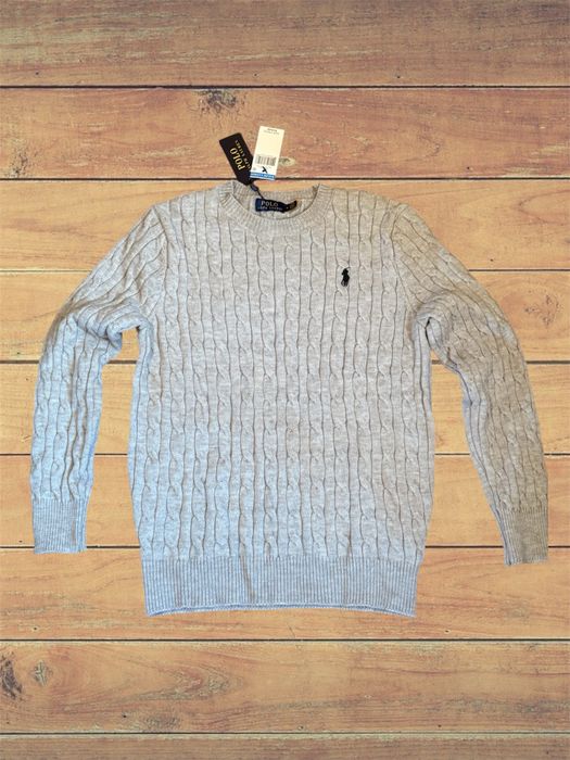 Sweter męski Ralph Lauren szary - M - Nowy z metkami - cable knit