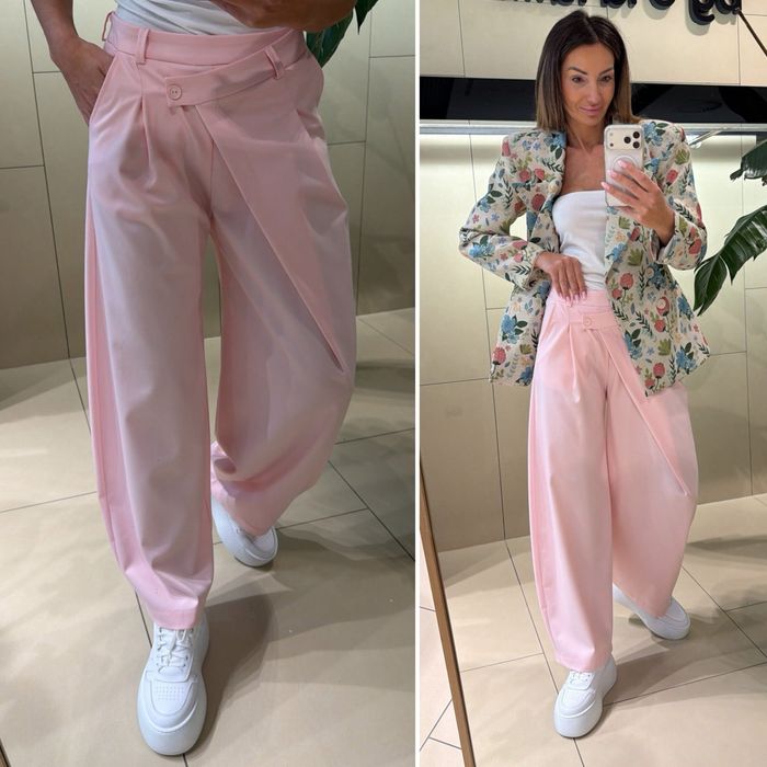 by o la la spodnie boyfriendy zakładka puder M/38 new %%%