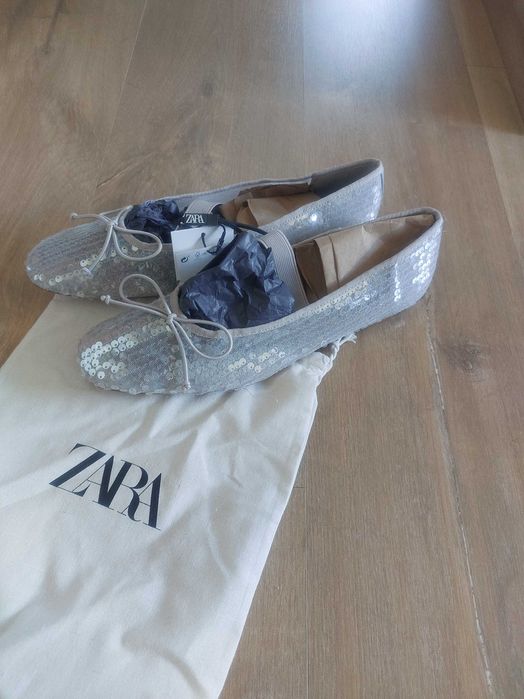 Zara baleriny srebrne r.40