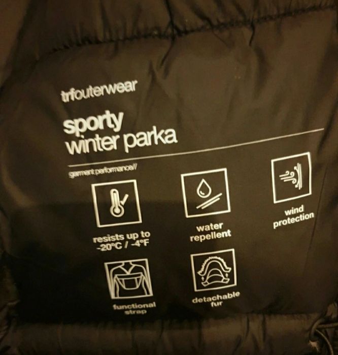 czarna zimowa parka kurtka XL zara
